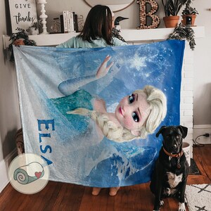 Elsa Frozen Disney Blanket | Personalized Name Custom Gift | Ice Queen Snowflake Decor | Kids Soft Fleece Throw Blanket bild 19