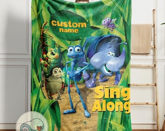 A Bug's Life Blanket | Custom Name Flik Throw | Personalized Pixar Gift | Heimlich Sing Along | Kids Bedding Cozy Fleece