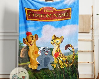 Lion Guard Blanket | Personalized Custom Name Kids Bedding | Disney Lion King Kion Bunga Fuli Throw | Safari Theme Gift