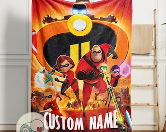 The Incredibles Throw | Custom Name Superhero Blanket | Personalized Jack Jack Gift | Pixar Family Bedding | Kids Fleece