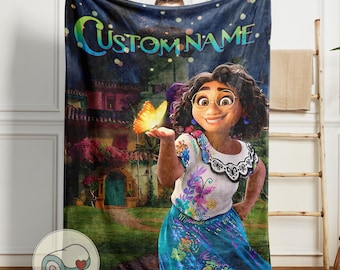 Encanto Mirabel Butterfly Blanket | Custom Name Disney Throw | Personalized Magic Bedding | Girls Casita Gift