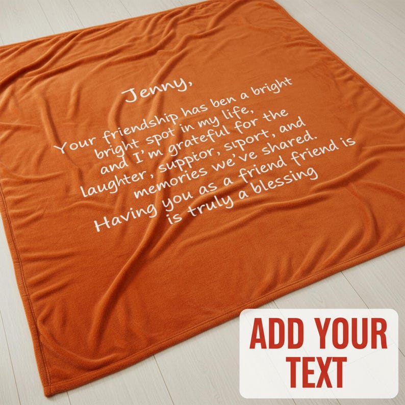 Peut inclure: Une couverture orange avec du texte blanc. Le texte dit : "Jenny, Votre amiti&eacute; a &eacute;t&eacute; un point lumineux dans ma vie, et je suis reconnaissant pour le rire, le soutien, et les souvenirs que nous avons partag&eacute;s."