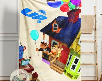 Disney Up Movie Blanket | Carl and Russell Adventure is Out There | Pixar Dug Dog Throw | Adventure Theme Nursery Decor