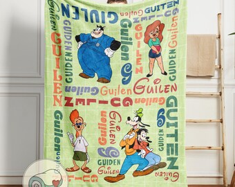A Goofy Movie Pete Roxanne PJ Goofy Max | Custom Name Green Blanket | Personalized Disney Movie Gift | Plush Throw