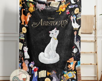 The Aristocats Disney Blanket | Marie Cat Duchess Thomas O'Malley | Classic Movie Throw | Nursery Decor Fleece Blanket