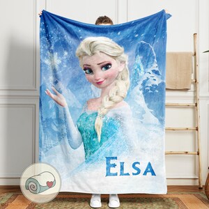 Elsa Frozen Disney Blanket | Personalized Name Custom Gift | Ice Queen Snowflake Decor | Kids Soft Fleece Throw Blanket bild 1