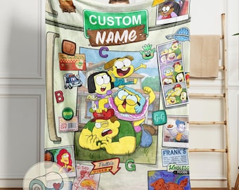 Manta Big City Greens / Diseño de álbum de recortes con nombre personalizado / Regalo infantil Disney personalizado / Manta para fotos familiares Cricket Green