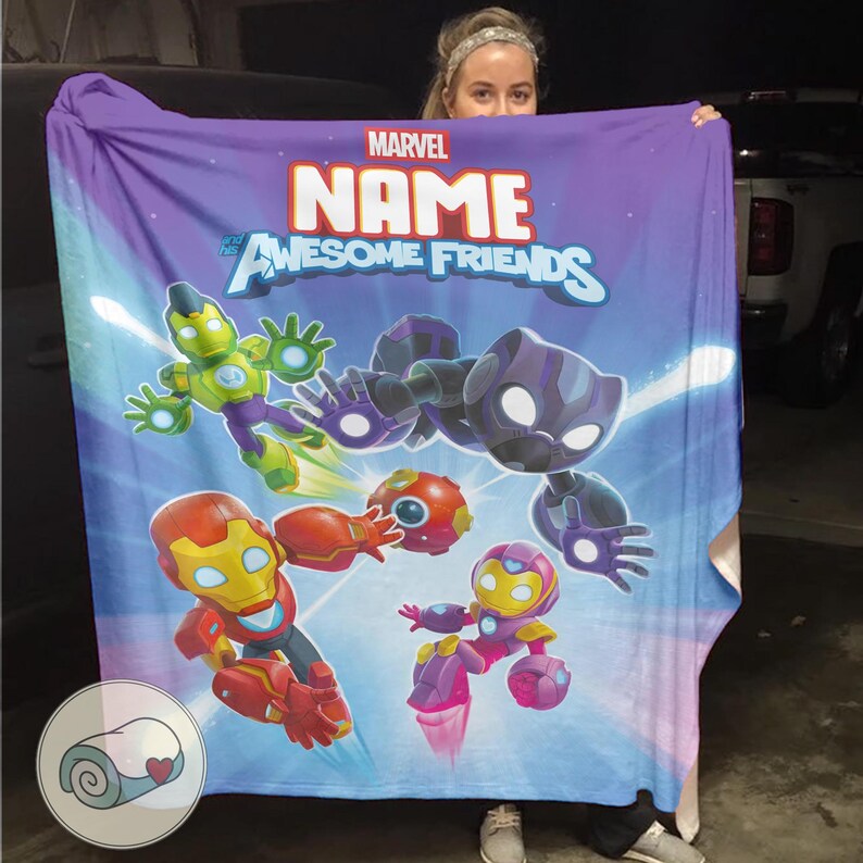 Spidey and His Amazing Friends Team | Custom Name Blanket | Marvel Superhero Kids Bedding | Personalized Iron Man Black Panther Gift bild 9