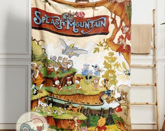 Disney Splash Mountain Blanket | Br'er Rabbit Dumbo Seven Dwarfs | Magic Kingdom Theme Park Gift | Nostalgic Ride Throw