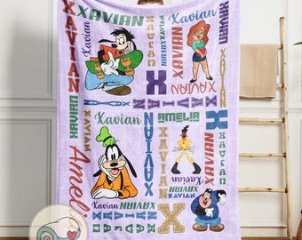 A Goofy Movie Max Goofy Powerline Roxanne | Custom Names Blanket | Personalized Disney Gift | 90s Movie Character Throw
