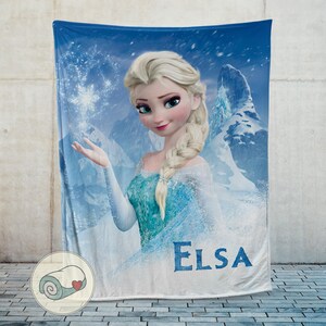 Elsa Frozen Disney Blanket | Personalized Name Custom Gift | Ice Queen Snowflake Decor | Kids Soft Fleece Throw Blanket bild 14