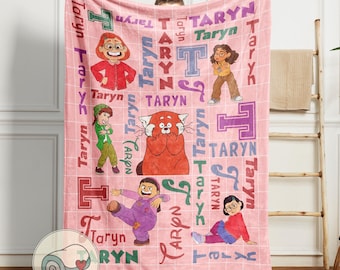 Turning Red Meilin Lee Blanket | Personalized Name Taryn Kids Gift | Disney Pixar Turning Red Throw | Panda Mei Red Panda Custom Blanket