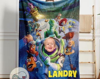 Disney Toy story Blanket | Custom Face & Name | Disney Buzz Lighyear Throw | Pixar Woody Decor