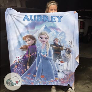 Personalized Frozen Elsa Anna Fleece | Custom Name Blanket | Olaf Sven Kristoff | Disney Princess Throw image 6