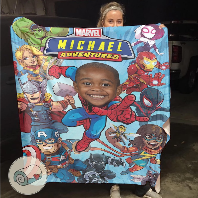 Marvel Adventures Spider-Man Blanket | Spidey and Amazing his Friends | Custom Face Swap Name | Avengers Superhero Throw | Kids Comic Bild 13
