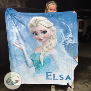 Elsa Frozen Disney Blanket | Personalized Name Custom Gift | Ice Queen Snowflake Decor | Kids Soft Fleece Throw Blanket bild 9