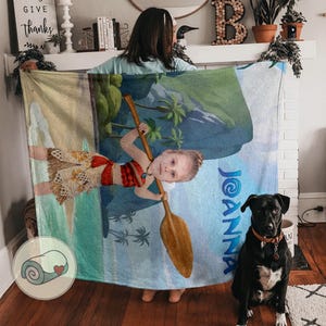 Moana Blanket | Custom Face and Name | Disney Princess Gift | Personalized Photo Portrait Throw image 20