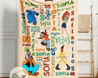 A Goofy Movie Sofia Custom Name Blanket | Personalized Disney Max Goofy Roxanne | Movie Character Plush Throw Gift