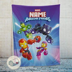 Spidey and His Amazing Friends Team | Custom Name Blanket | Marvel Superhero Kids Bedding | Personalized Iron Man Black Panther Gift bild 14