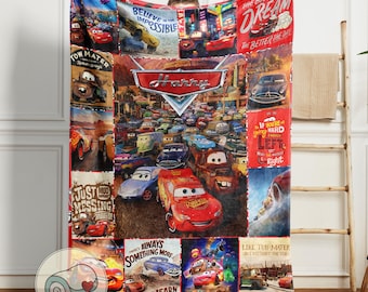 Disney Cars Movie Blanket | Custom Name Throw | Lightning McQueen | Tow Mater Kids Decor | Personalized Pixar Gift