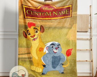 The Lion Guard Kion and Bunga | Custom Name Blanket | Disney Kids Room Decor | Personalized Birthday Gift for Boys Fleece Throw