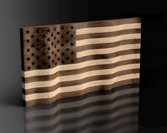 Waving American Flag Wall Art Patriotic Wall Display Digital Download CNC Router 3D Print