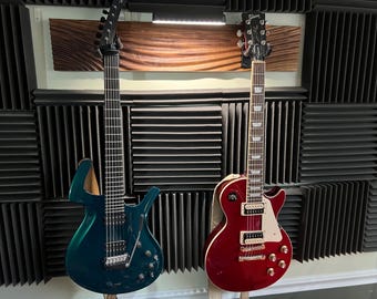 Wavy Wood Guitar Mount with Remote LED Light, Guitar wall art display