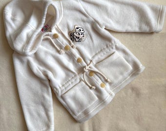 Sudadera con capucha vintage de los 90 estilo MiMi, unisex, talla 2T, forro polar blanco con estampado de perro dálmata.