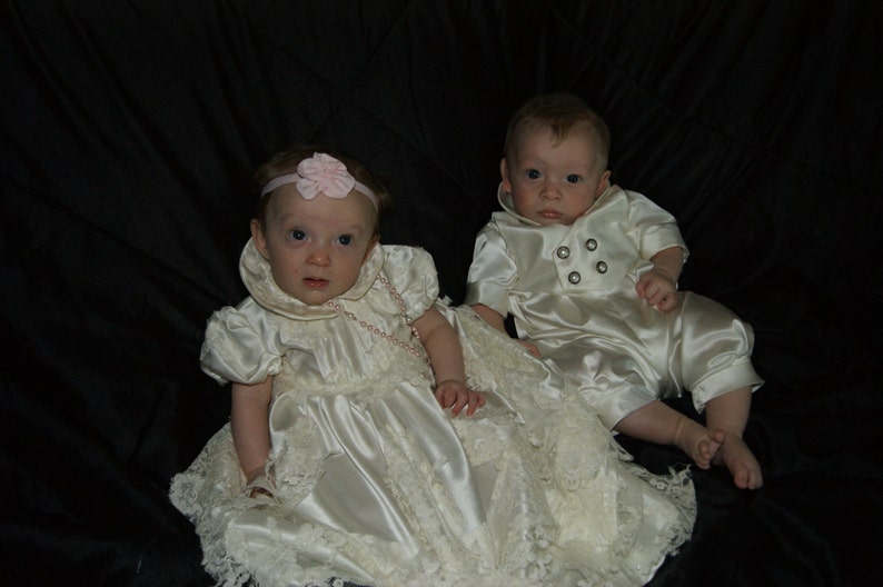 Twins Baptism Outfits Out of Your Wedding Gown Matching Boys Etsy