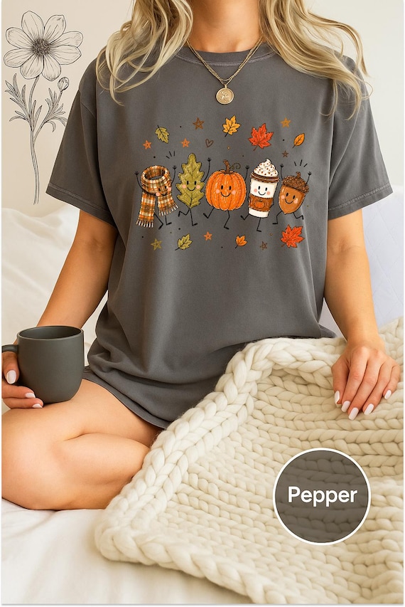 Cute Fall Shirt, Pumpkin Autumn Friends Tee, Cozy Thanksgiving Graphic T-Shirt.