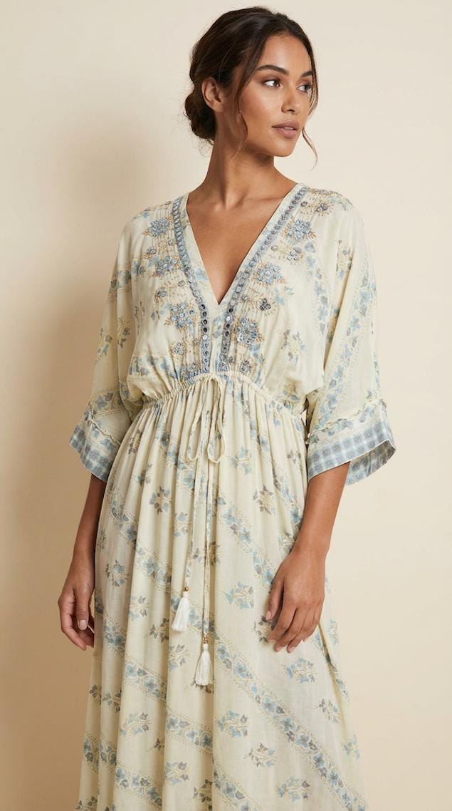 white christmas dresses Everly Cream & Blue Floral Strapless Maxi Dress main image 1