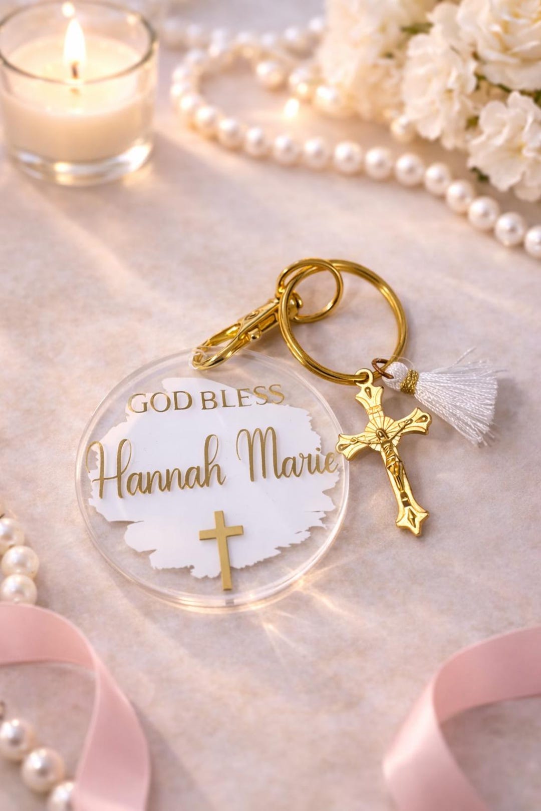 Personalized Baptism Keychain | God Bless Custom Name Favor | Acrylic ...