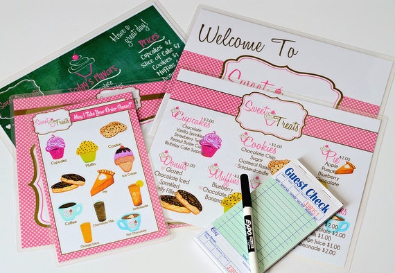 Childs Pretend Play Bakery Menu Set-Play Your Way Cafe Il_570xn