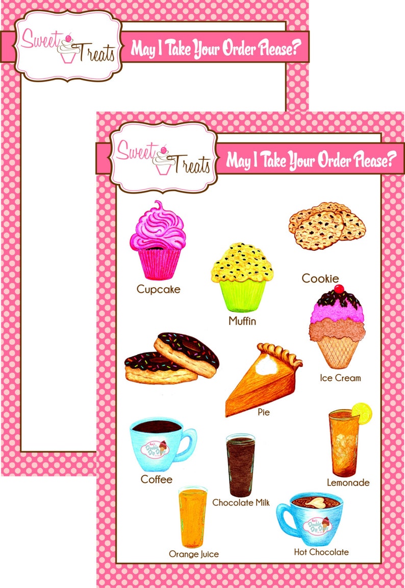 PERSONALIZED DELUXE Childs Pretend Play Bakery Menu Set Etsy