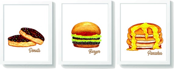 Fun Food Wall Art Printed Art For Childrens Room/Playroom PICK 3 Il_570xn