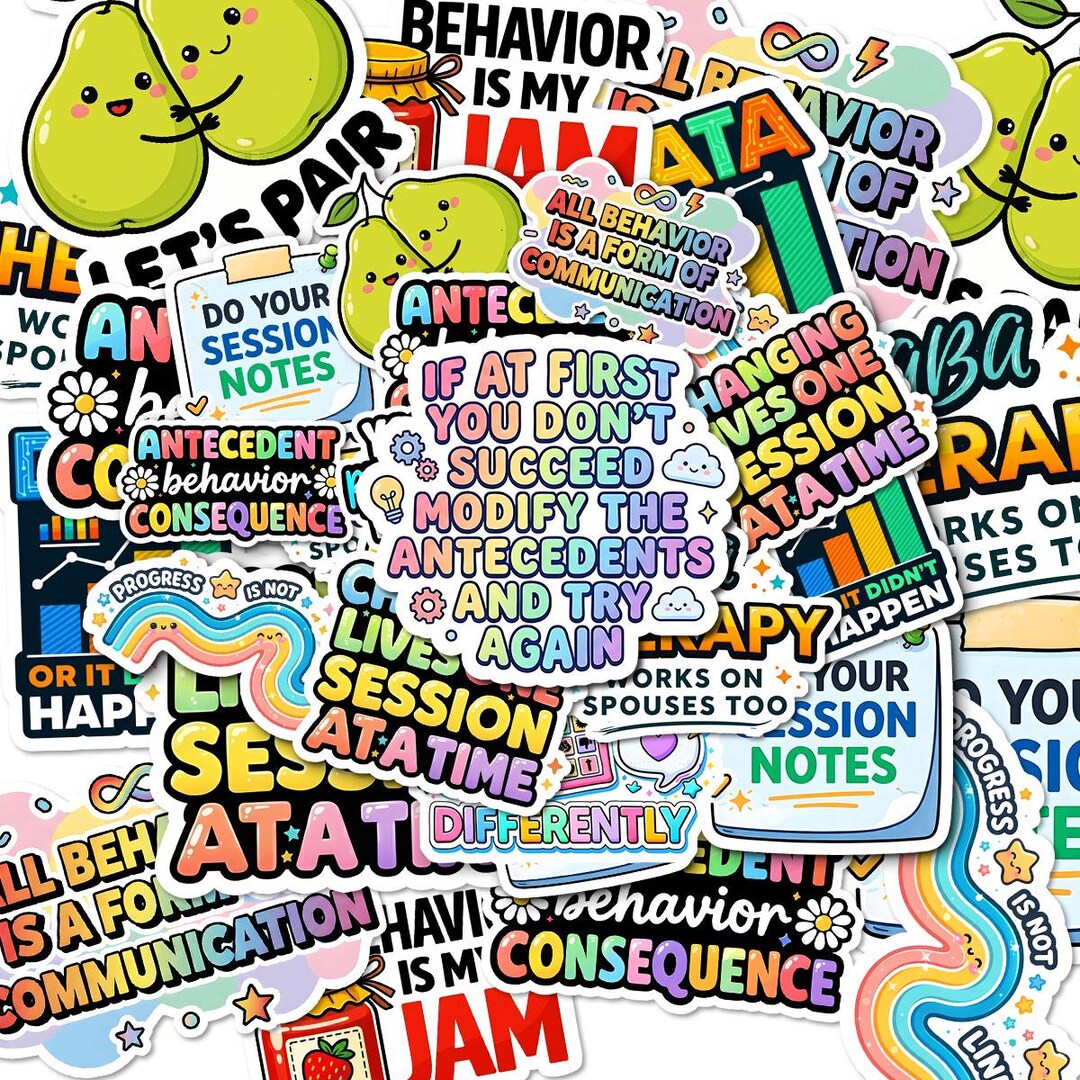 Set 60 Pcs ABA Sticker: Behavior Analysis Sticker Bundle, Holographic ...
