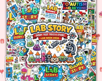 100 Pcs Lab Week 2026 Lab Story Sticker Pack, To the Lab and Beyond Week 2026 Sticker, Lab Team Vinyl Sticker, Lab Assistant Phlebotomist
