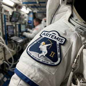 Artemis II Mission Embroidered Patch, NASA Moon Exploration Badge, Wiseman Glover Koch Hansen Astronaut Patch