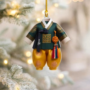 Personalized Hanbok 2D Flat Acrylic Ornament, Custom Korean Traditional Christmas Ornament, Cultural Holiday Decor, Hanbok Ornaments Gift