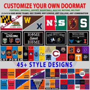 Personalized House Divided Area Rug, Custom Sports Mat, Split Football Teams Doormat, Any Teams - Any League - Any College - Any Combination
