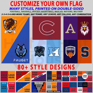 House Divided College House Flag, Two Team Custom Flag, Soccer Garden Flag, Any Teams - Any League - Any College - Any Combination
