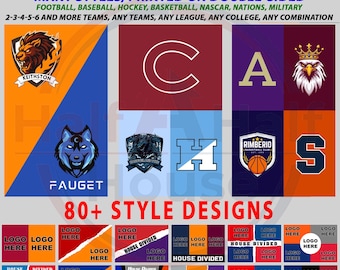 House Divided College House Flag, Two Team Custom Flag, Soccer Garden Flag, Any Teams - Any League - Any College - Any Combination
