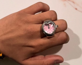 Heart Watch Ring Vintage — Mini Quartz Finger Watch, Adjustable