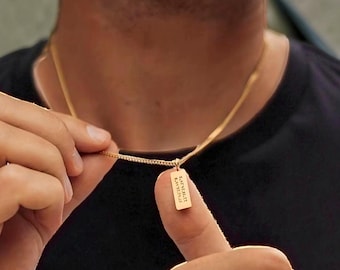 Collana a barra personalizzata per uomo, ciondolo in acciaio inossidabile inciso, regalo per lui