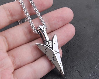 Collana con lancia di Odino per uomo, ciondolo norreno in acciaio inossidabile, amuleto vichingo