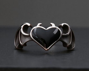 Angel Demon Wings-ring — Black Heart Gothic, 316L roestvrij staal