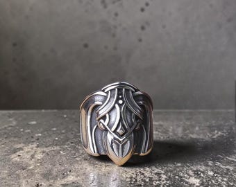 Anello con corvo da uomo, fede nuziale vichinga in acciaio inossidabile, gioiello con uccello norreno