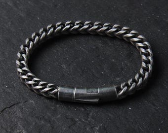 Bracelet chaîne en acier inoxydable pour homme, bracelet queue de sétaire argentée, fermoir à cadenas de 6 mm