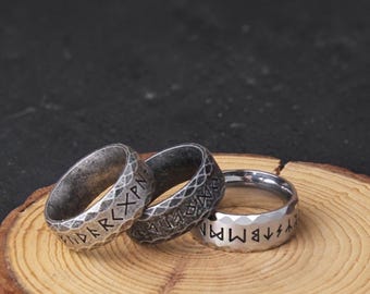 Anello con rune vichinghe da uomo, in acciaio inossidabile, stile nordico, regalo per lui