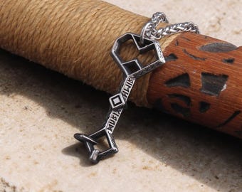 Collana con chiave vichinga da uomo, ciondolo a chiave runica in acciaio inossidabile
